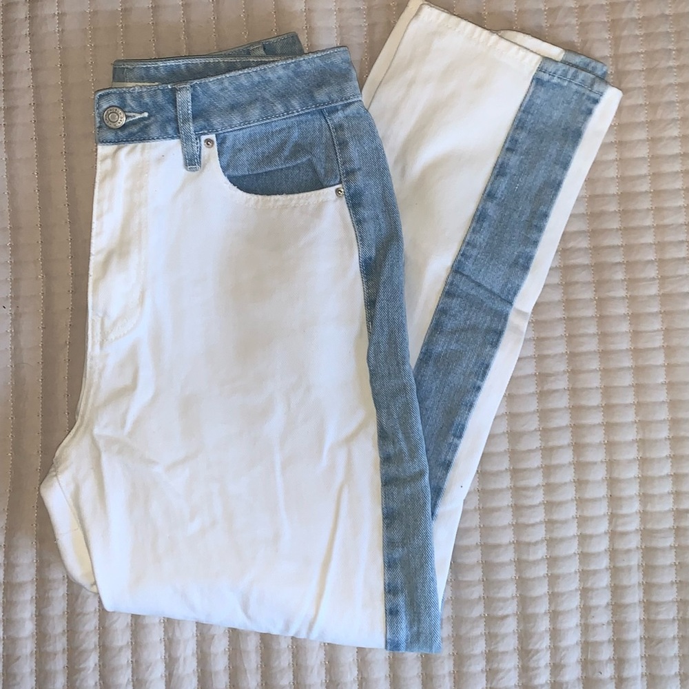 PacSun white/denim Mom jeans